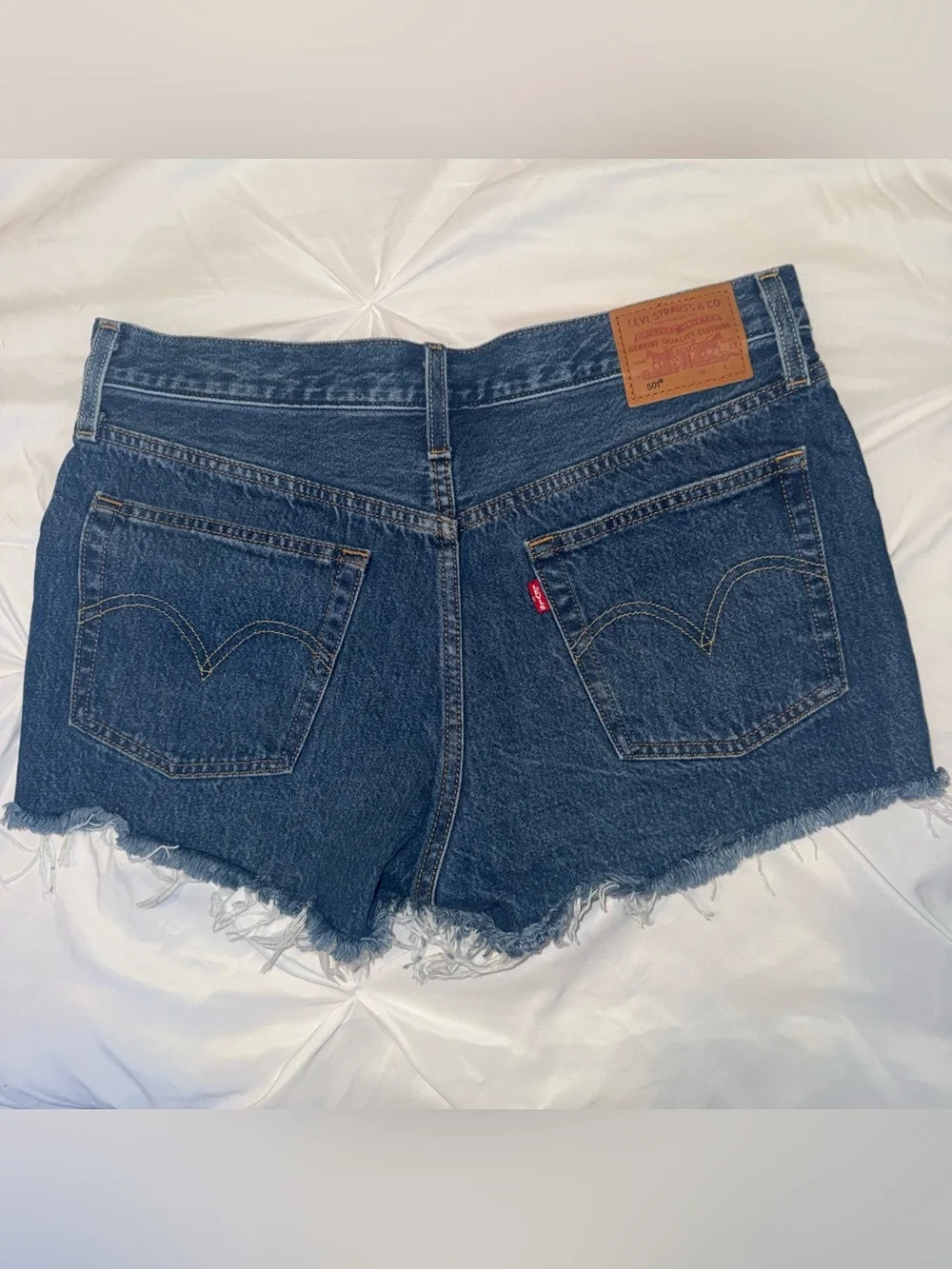 Levi's Dark Blue Distressed Denim Shorts